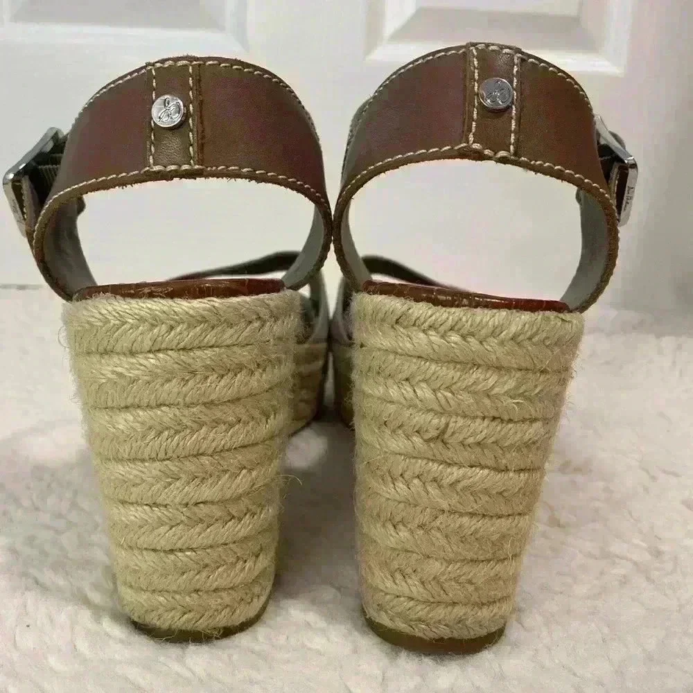 Sam Edelman Women’s Platform Wedge Espadrille Sandals Beige‎ Buckle Size 9.5